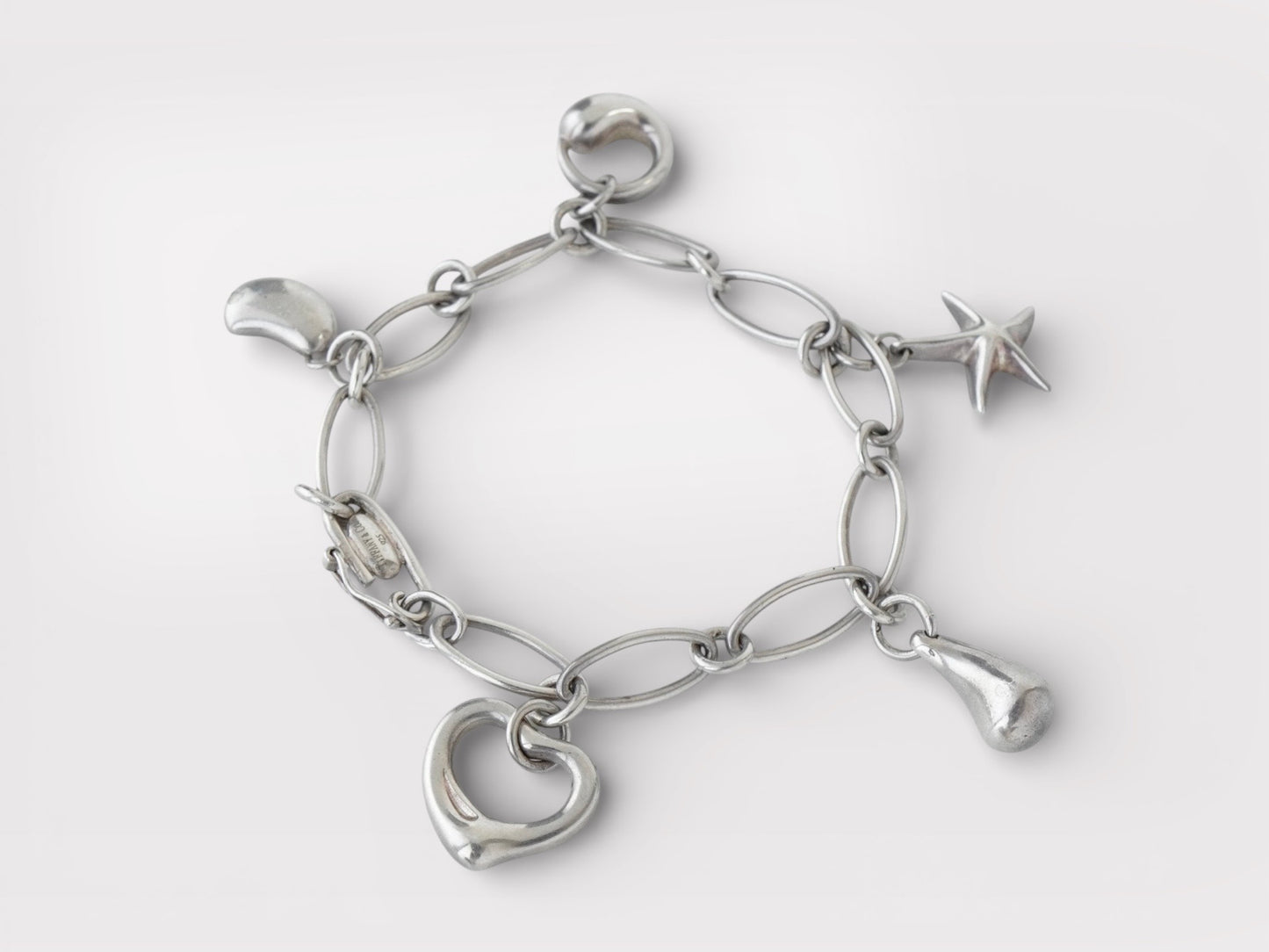 Tiffany&Co. Elsa Peretti Open Heart Teardrop Bean Sirius Star Bird 5P Silver 925 Bracelet Bangle