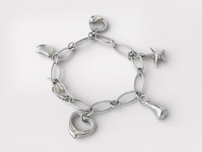 Tiffany&Co. Elsa Peretti Open Heart Teardrop Bean Sirius Star Bird 5P Silver 925 Bracelet Bangle