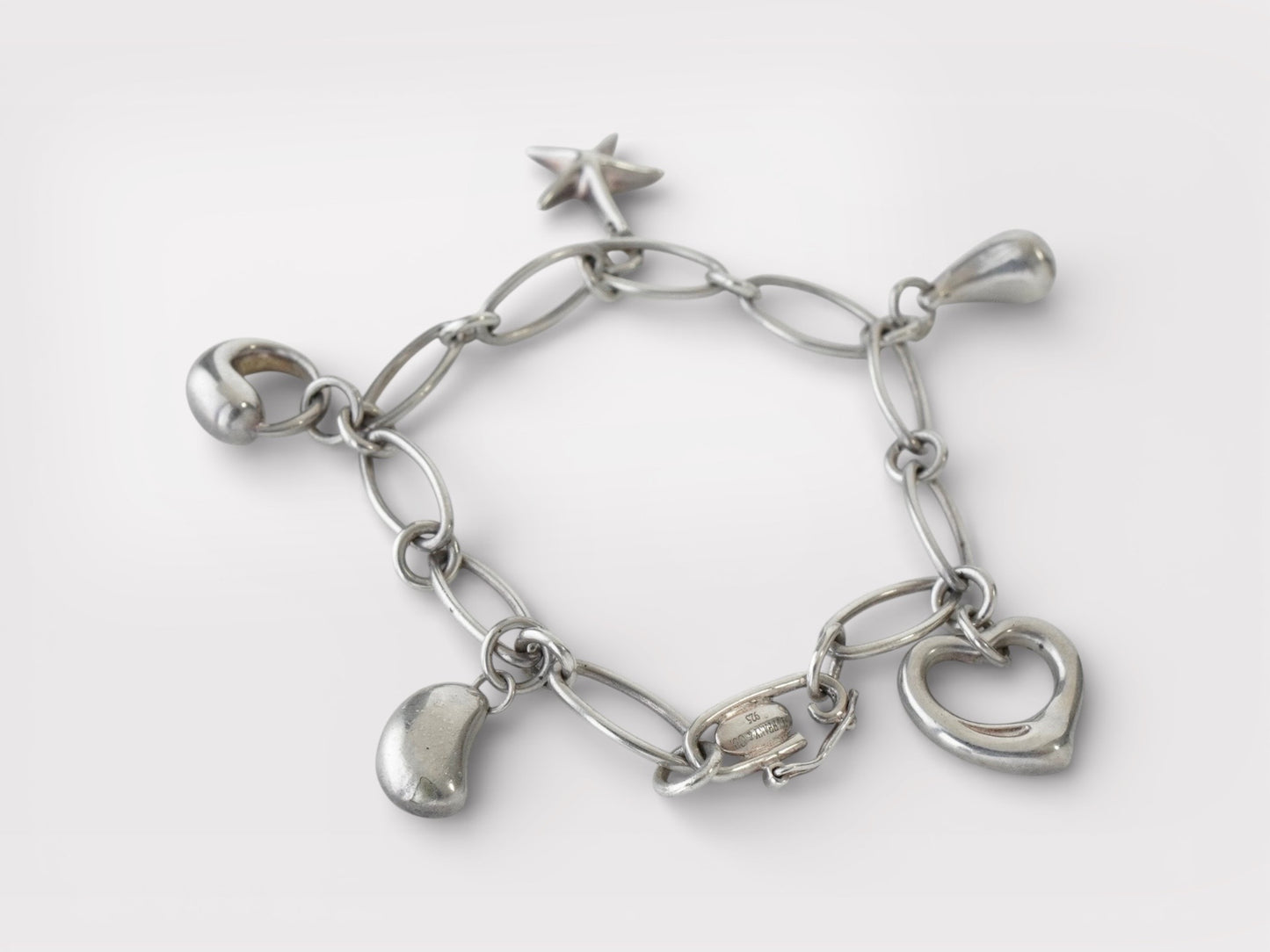 Tiffany&Co. Elsa Peretti Open Heart Teardrop Bean Sirius Star Bird 5P Silver 925 Bracelet Bangle