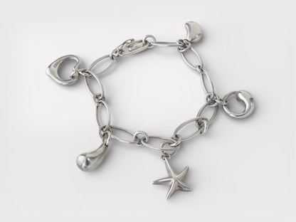 Tiffany&Co. Elsa Peretti Open Heart Teardrop Bean Sirius Star Bird 5P Silver 925 Bracelet Bangle