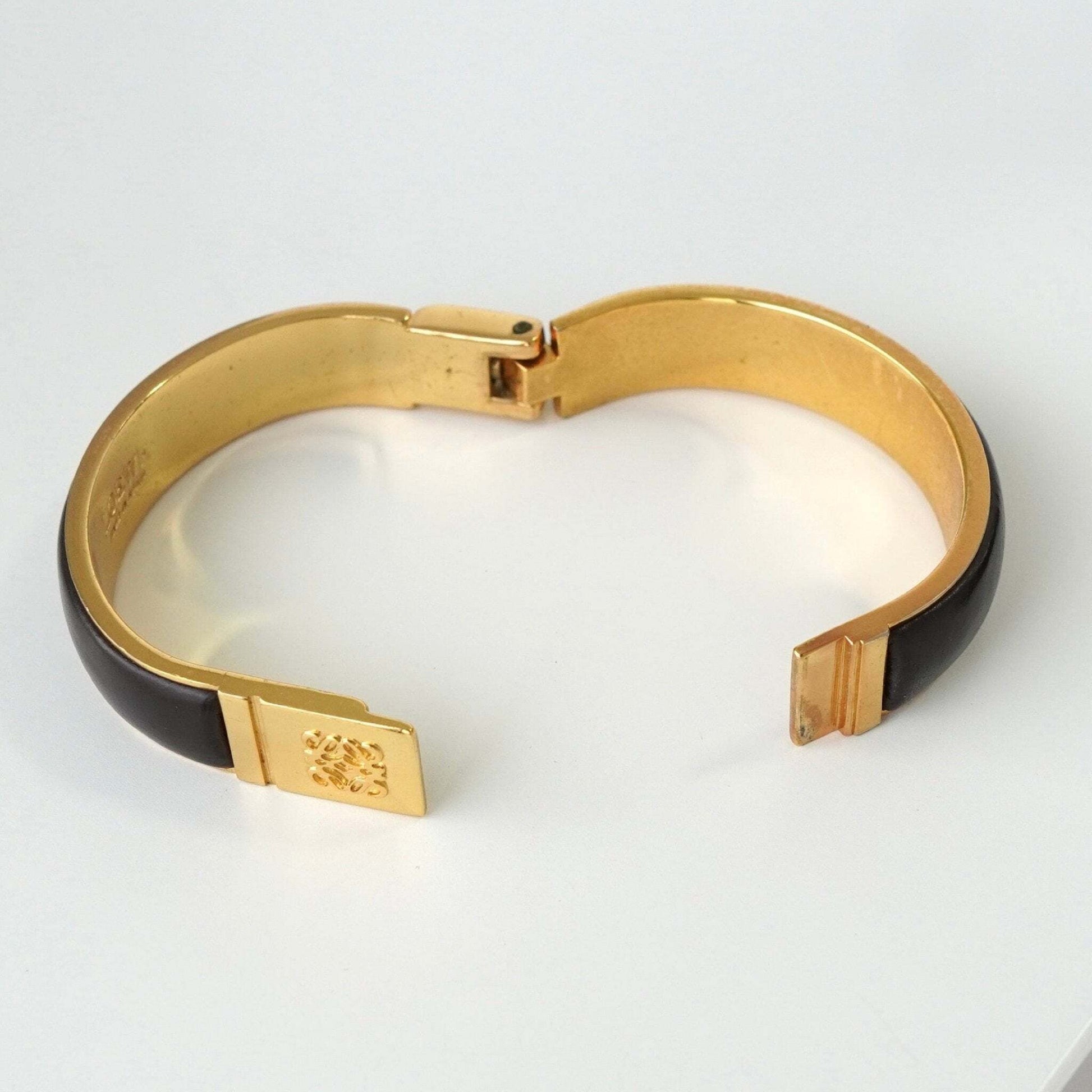 LOEWE Anagram Leather GP Gold Bracelet Bangle