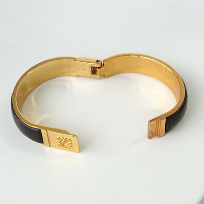 LOEWE Anagram Leather GP Gold Bracelet Bangle