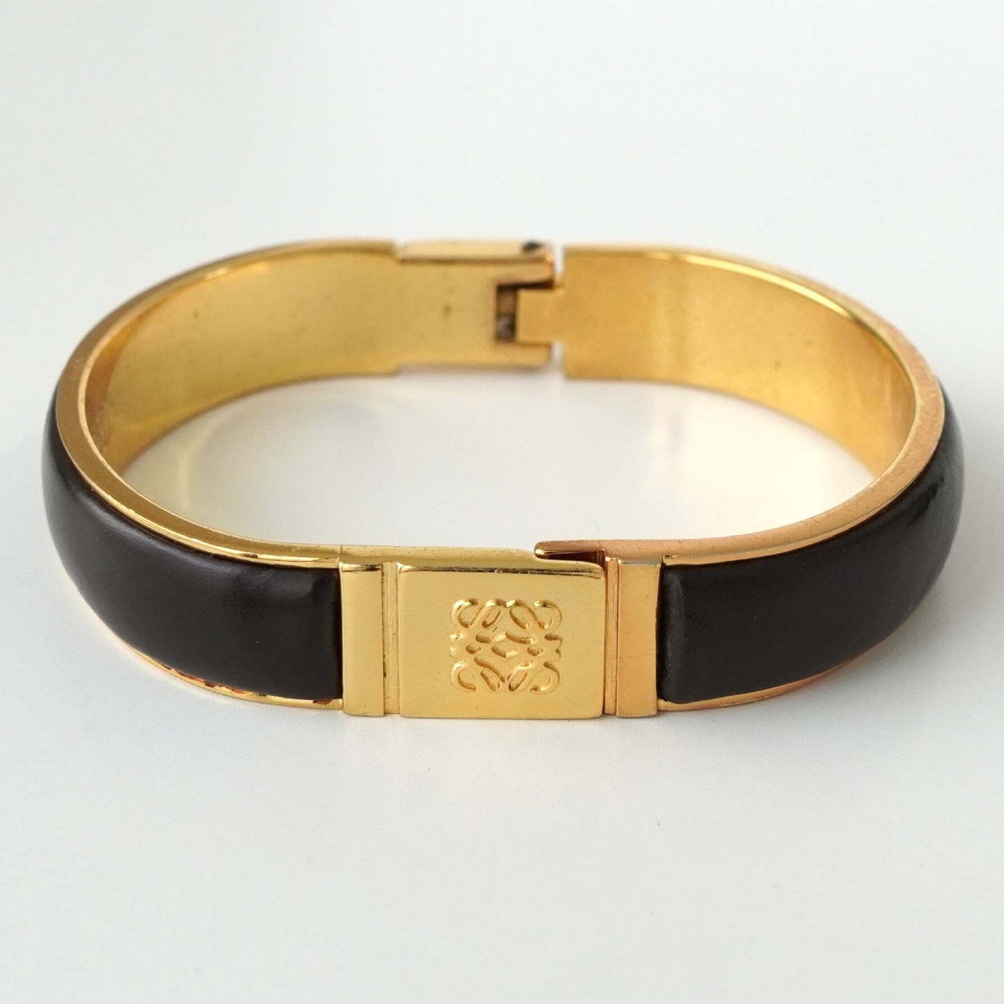 LOEWE Anagram Leather GP Gold Bracelet Bangle