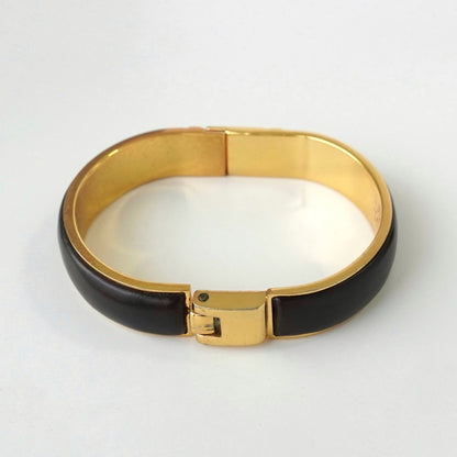 LOEWE Anagram Leather GP Gold Bracelet Bangle