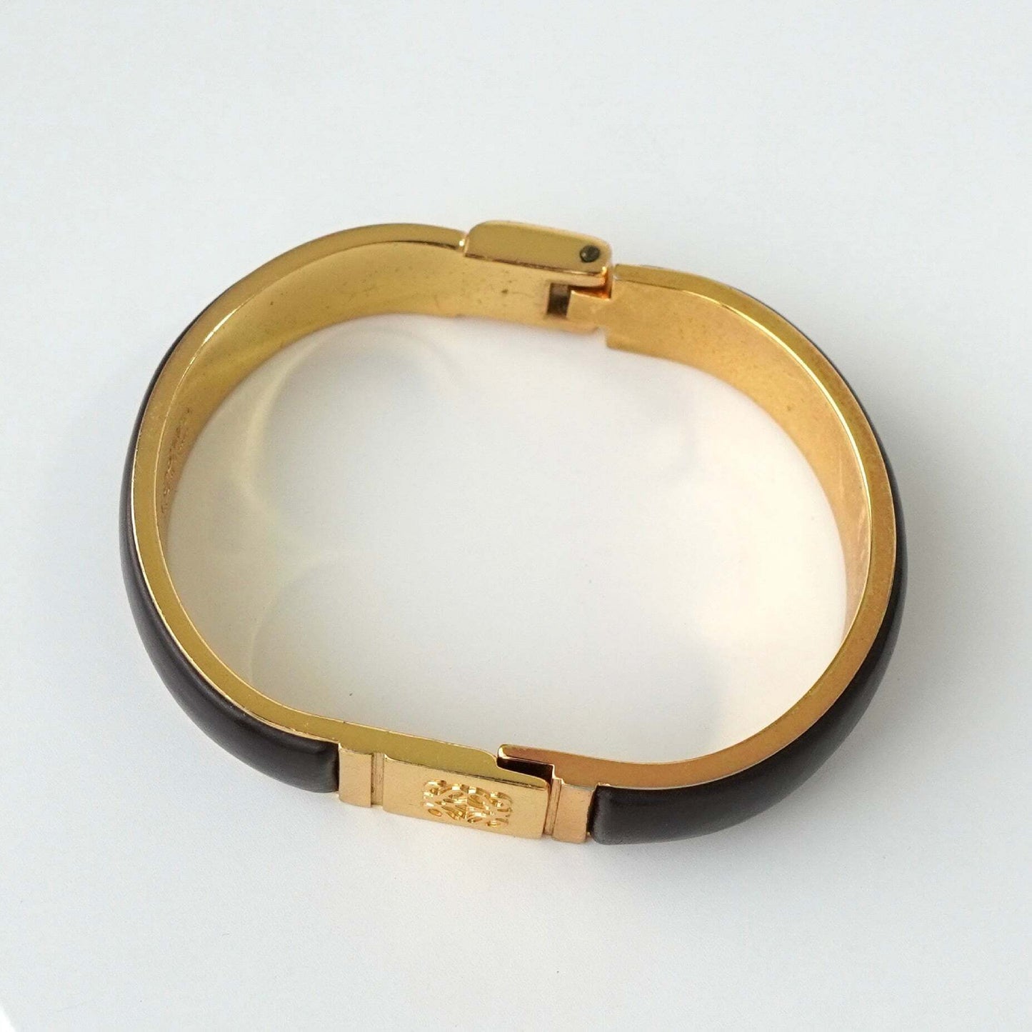 LOEWE Anagram Leather GP Gold Bracelet Bangle