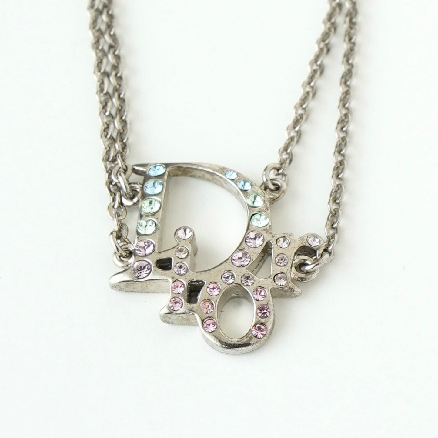 Dior Christian Dior Dior Logo Rhinestone Silver Bracelet Bangle