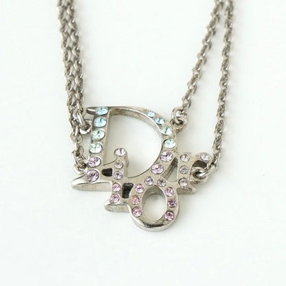 Dior Christian Dior Dior Logo Rhinestone Silver Bracelet Bangle