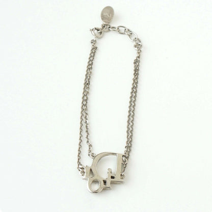 Dior Christian Dior Dior Logo Rhinestone Silver Bracelet Bangle