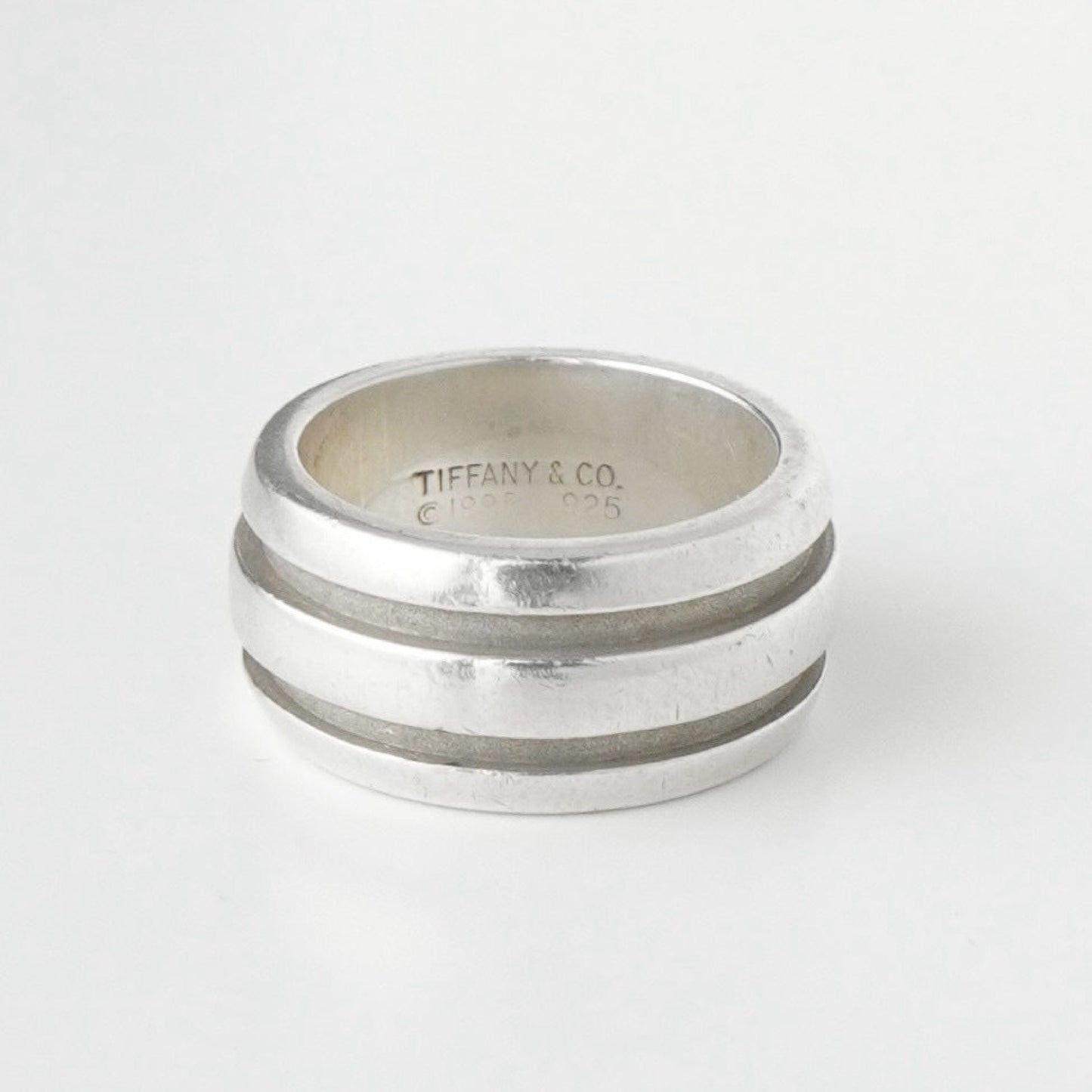 Tiffany & Co. Grooved Double Line Silver 925 Ring No. 7 Ring