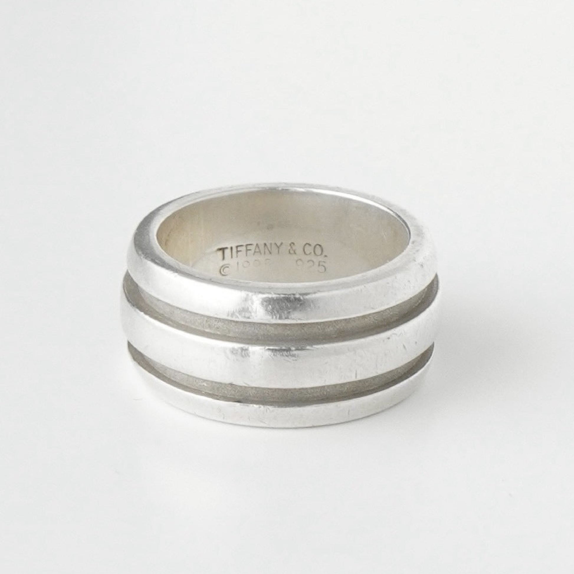 Tiffany & Co. Grooved Double Line Silver 925 Ring No. 7 Ring