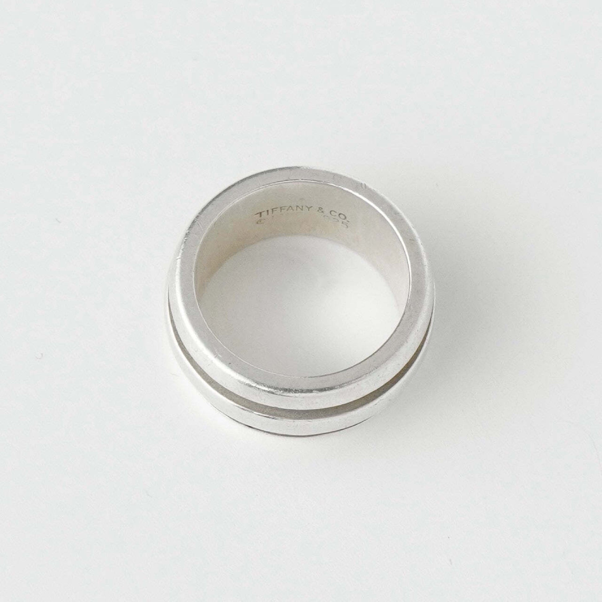 Tiffany & Co. Grooved Double Line Silver 925 Ring No. 7 Ring