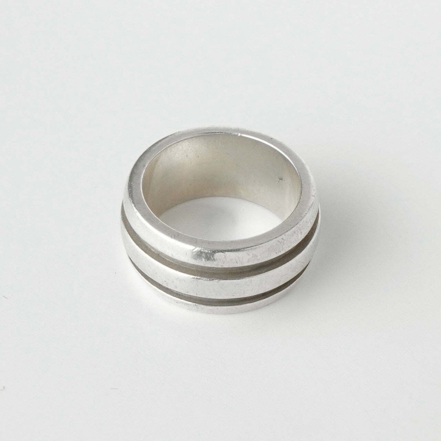 Tiffany & Co. Grooved Double Line Silver 925 Ring No. 7 Ring