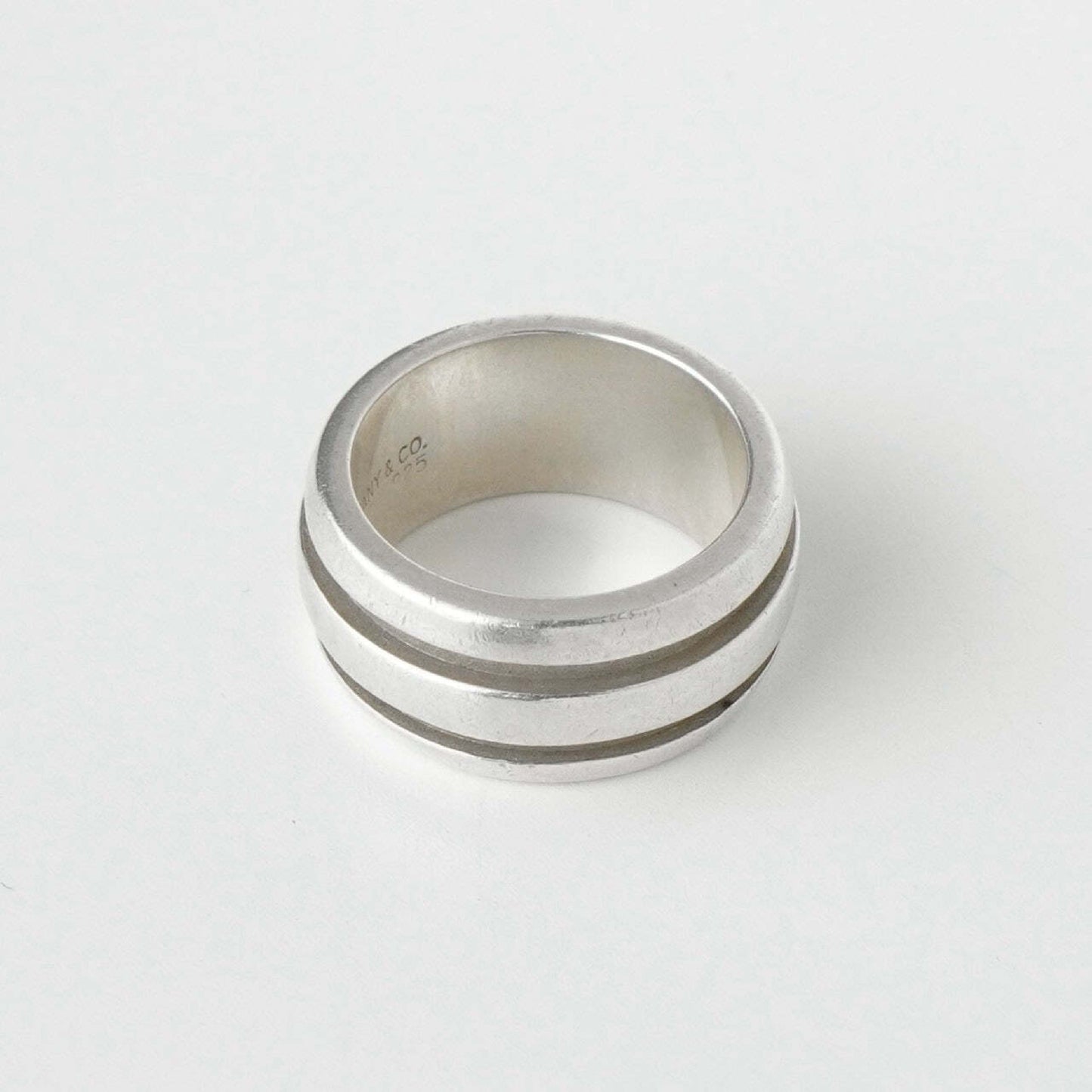 Tiffany & Co. Grooved Double Line Silver 925 Ring No. 7 Ring