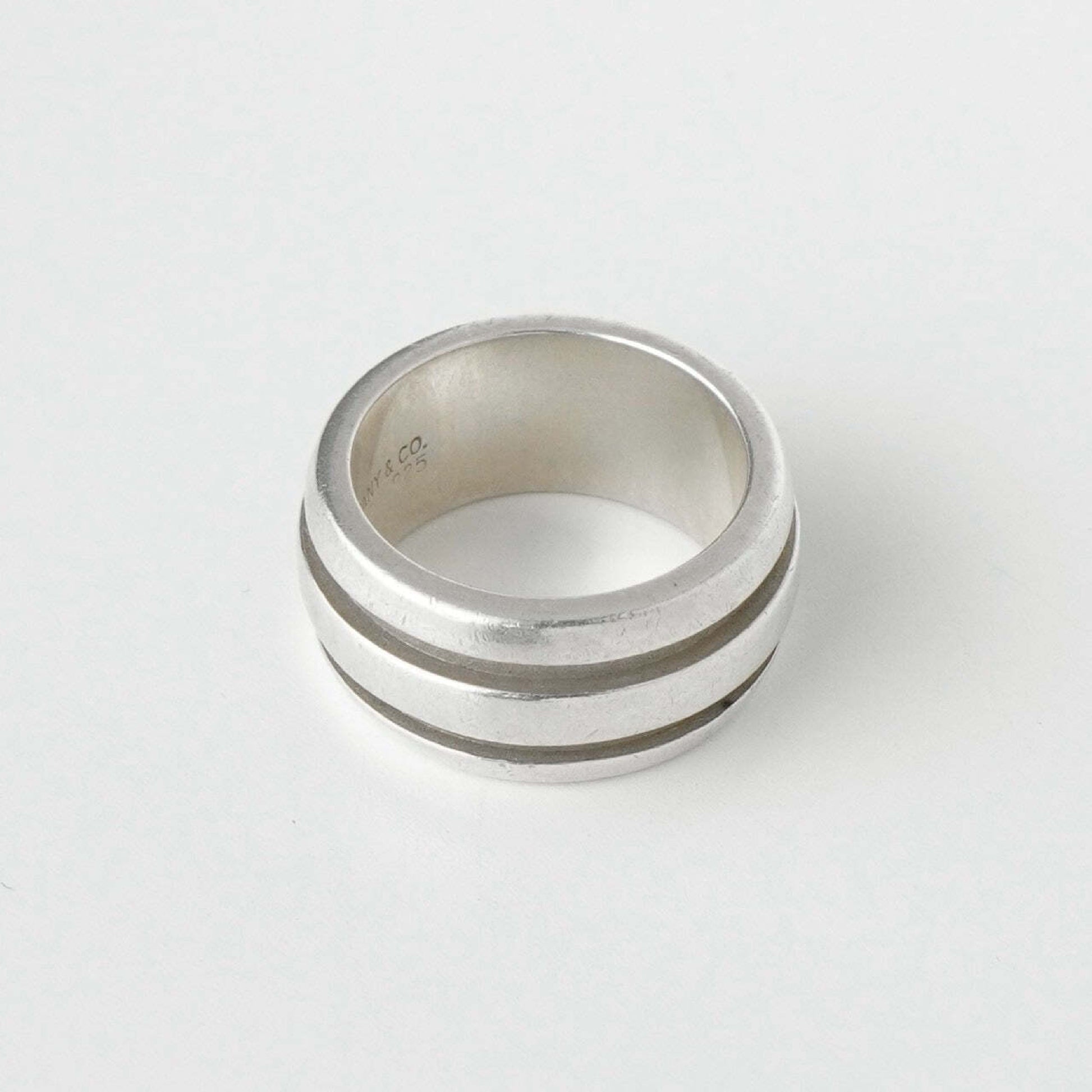 Tiffany & Co. Grooved Double Line Silver 925 Ring No. 7 Ring