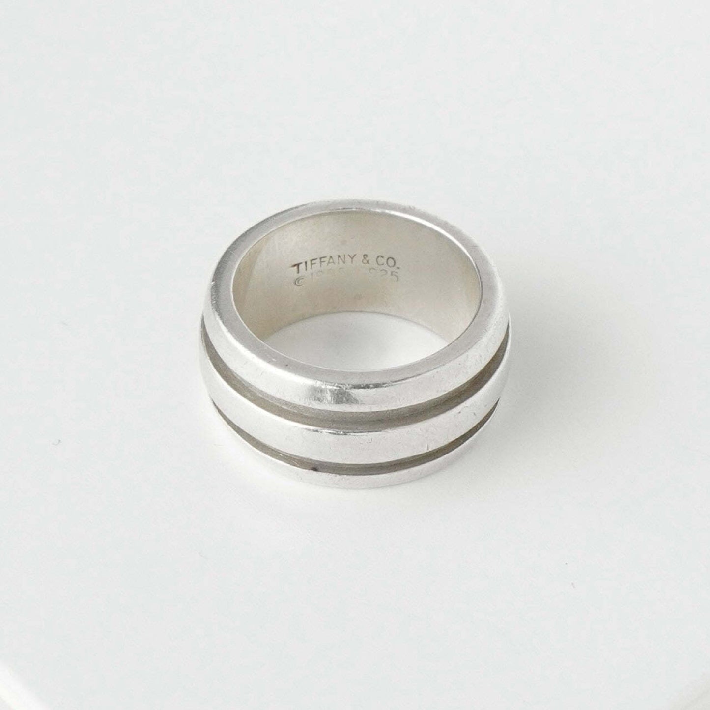 Tiffany & Co. Grooved Double Line Silver 925 Ring No. 7 Ring