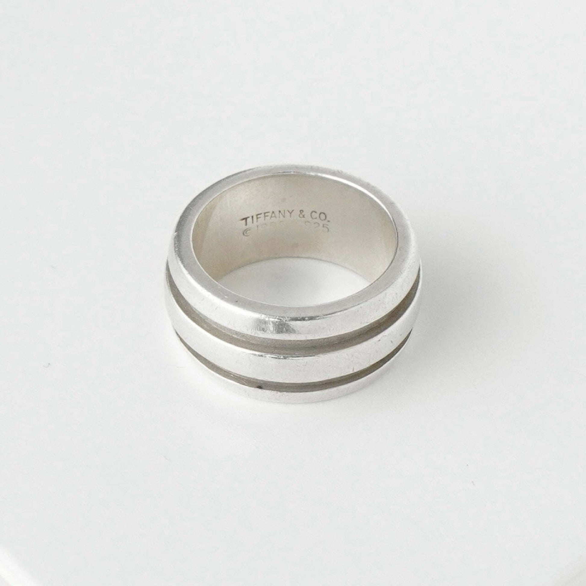 Tiffany & Co. Grooved Double Line Silver 925 Ring No. 7 Ring