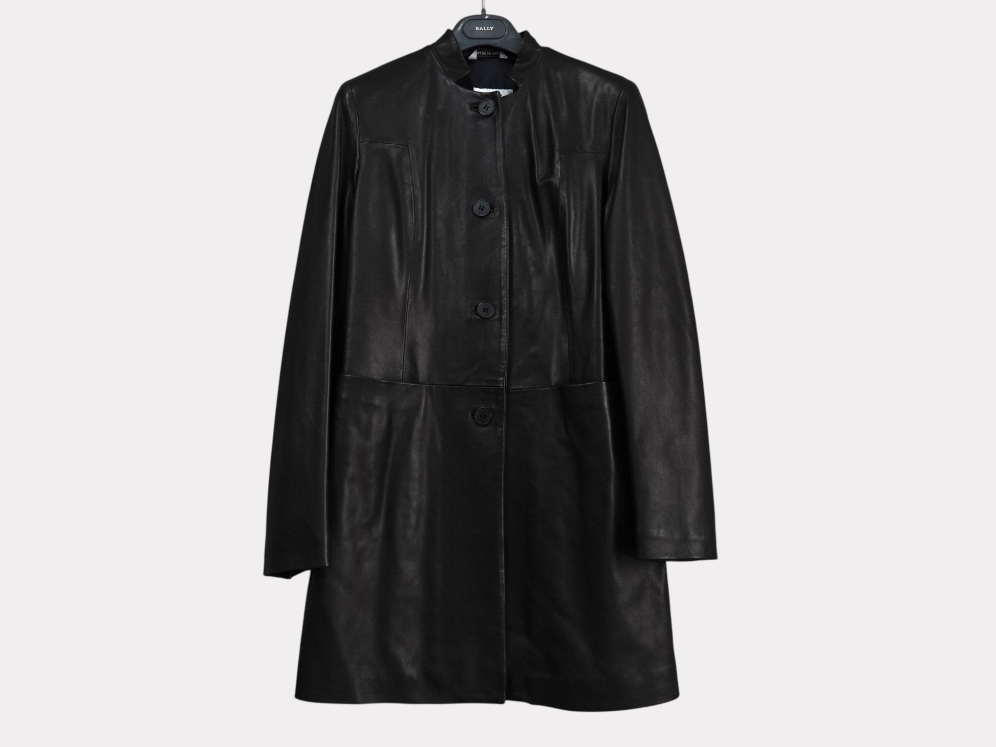 BALLY Leather Coat Black Women's Made in Italy Size 40 Coat