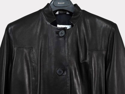 BALLY Leather Coat Black Women's Made in Italy Size 40 Coat