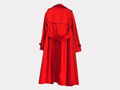 Burberrys 1990s Vintage Trench Coat Nova Check Lined Women's Red Coat