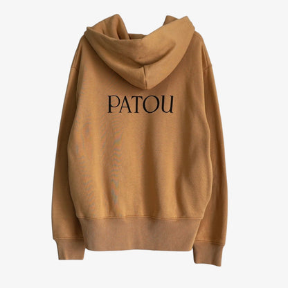 PATOU Patou Back Logo Ribbon Full Zip Hoodie Camel S Tops