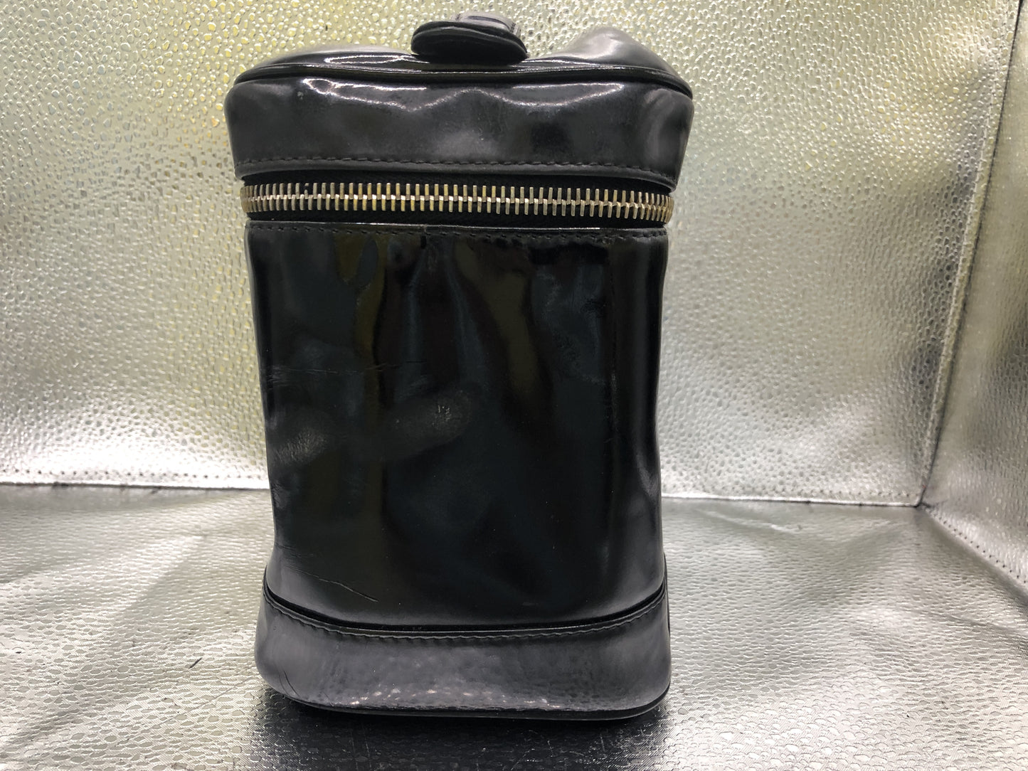 CHANEL Coco Mark Vertical Unclear Seal Guarantee Card with Charm Patent Leather Black Vanity Bag