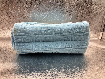 CHANEL Sportline Cocomark Cosmetics with Seal 7592628 Pile Fabric Light Blue Pouch