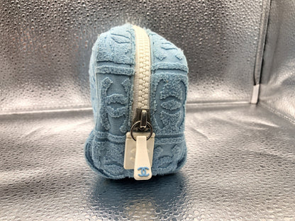 CHANEL Sportline Cocomark Cosmetics with Seal 7592628 Pile Fabric Light Blue Pouch