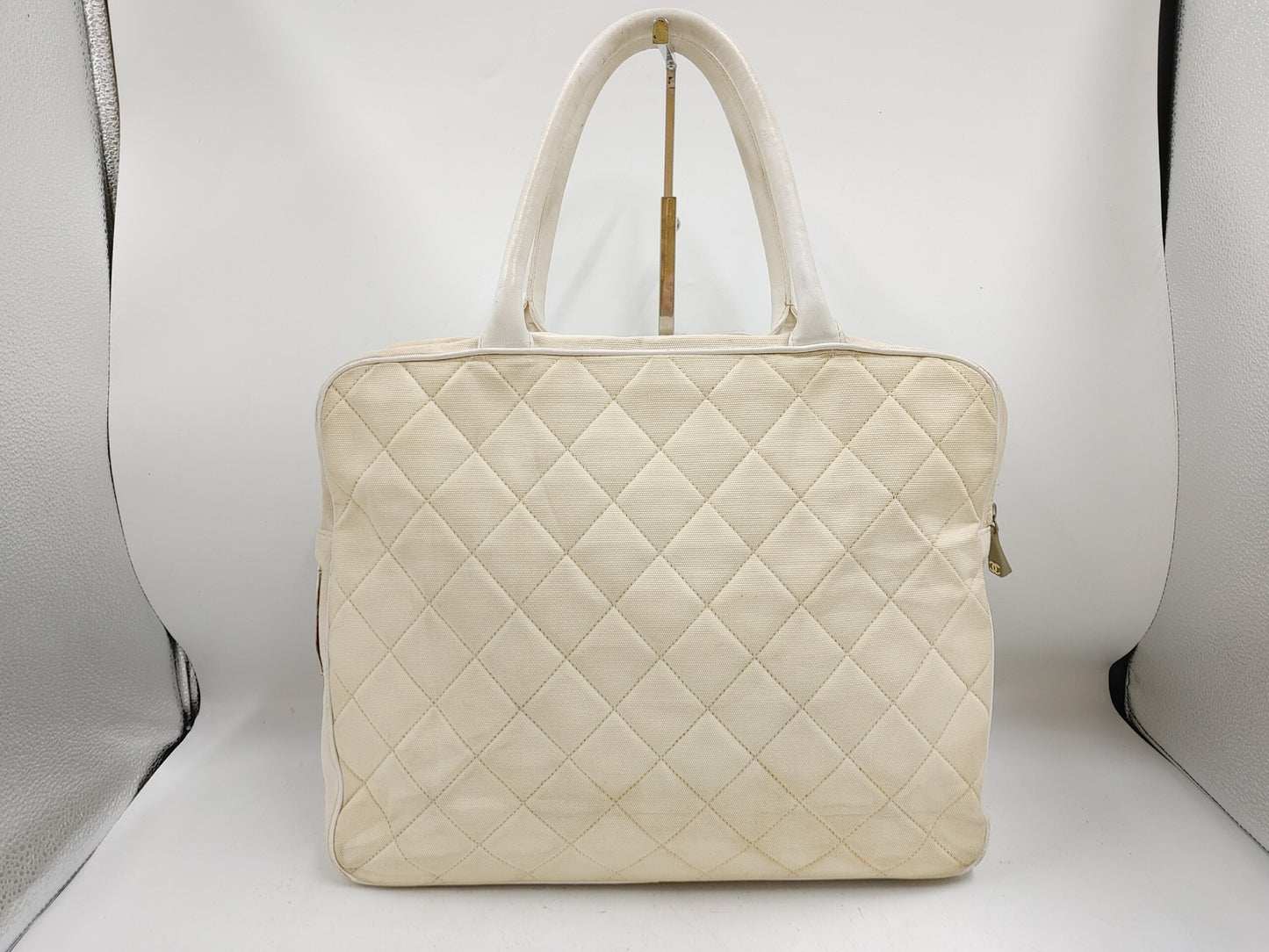 CHANEL Matlasse Handbag with Seal 6592715 Nylon Beige Tote Bag with Guarantee Card