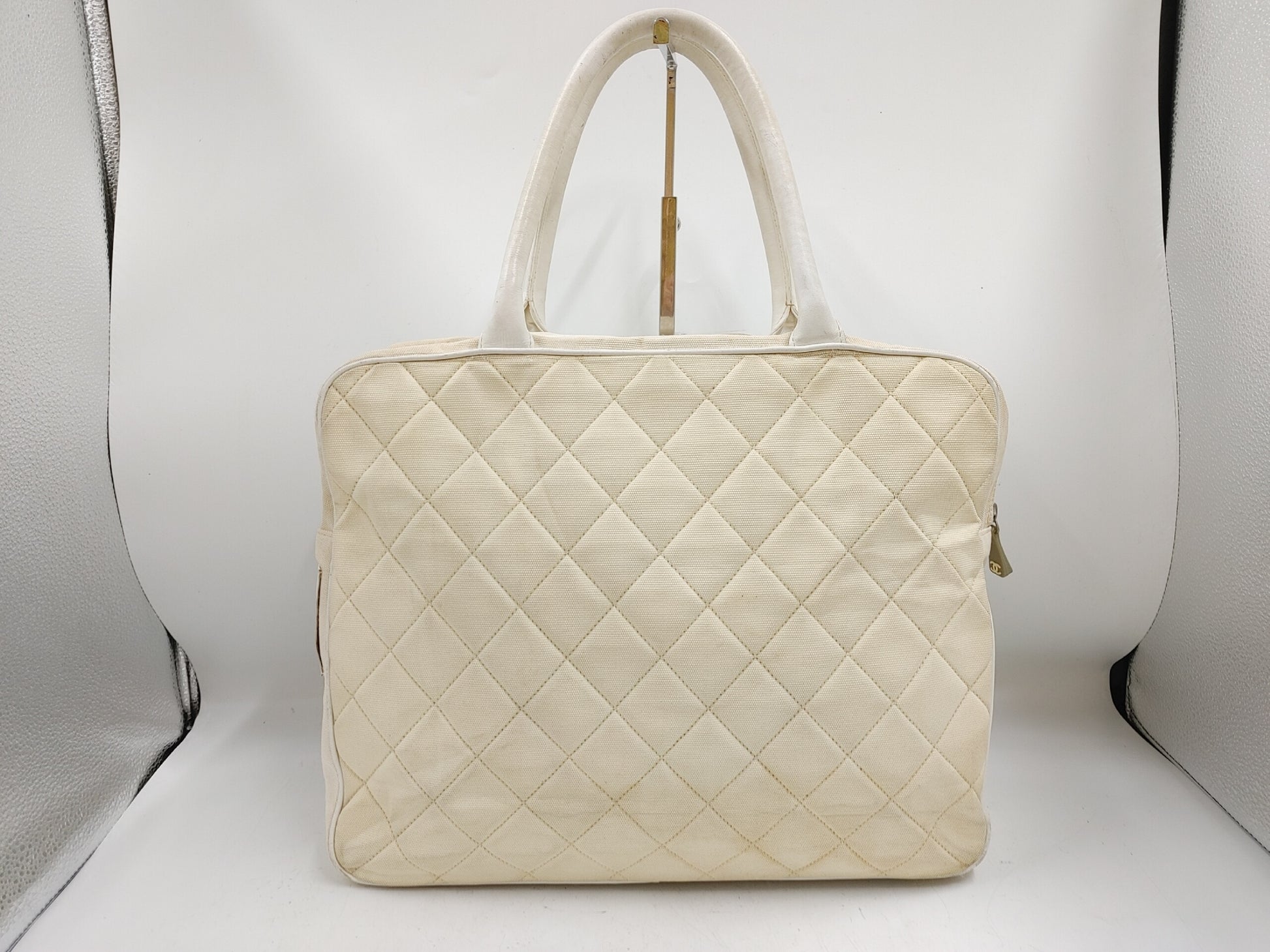 CHANEL Matlasse Handbag with Seal 6592715 Nylon Beige Tote Bag with Guarantee Card