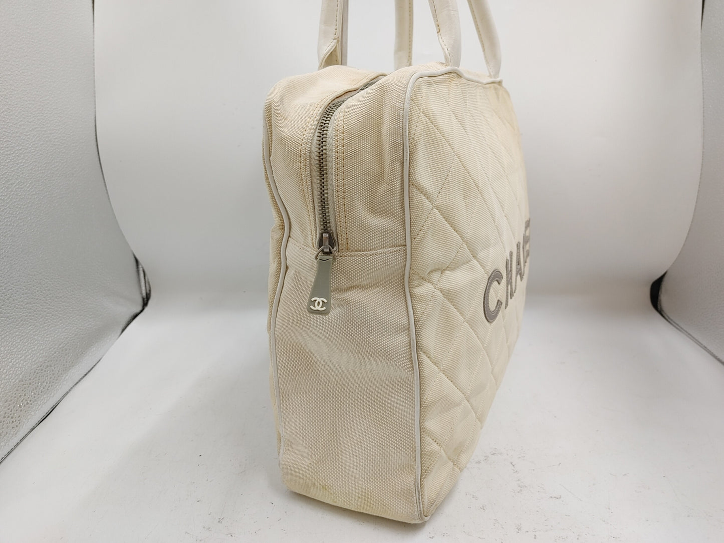 CHANEL Matlasse Handbag with Seal 6592715 Nylon Beige Tote Bag with Guarantee Card