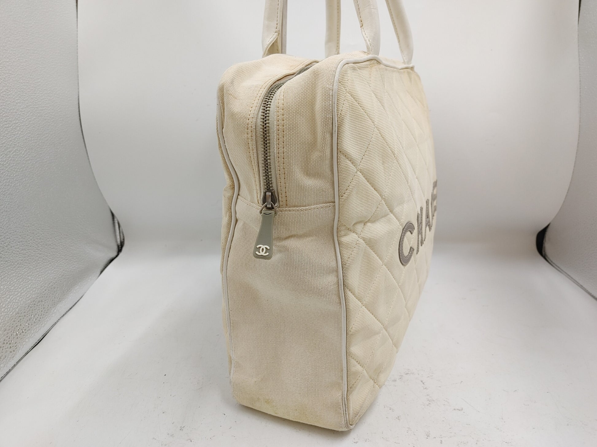 CHANEL Matlasse Handbag with Seal 6592715 Nylon Beige Tote Bag with Guarantee Card