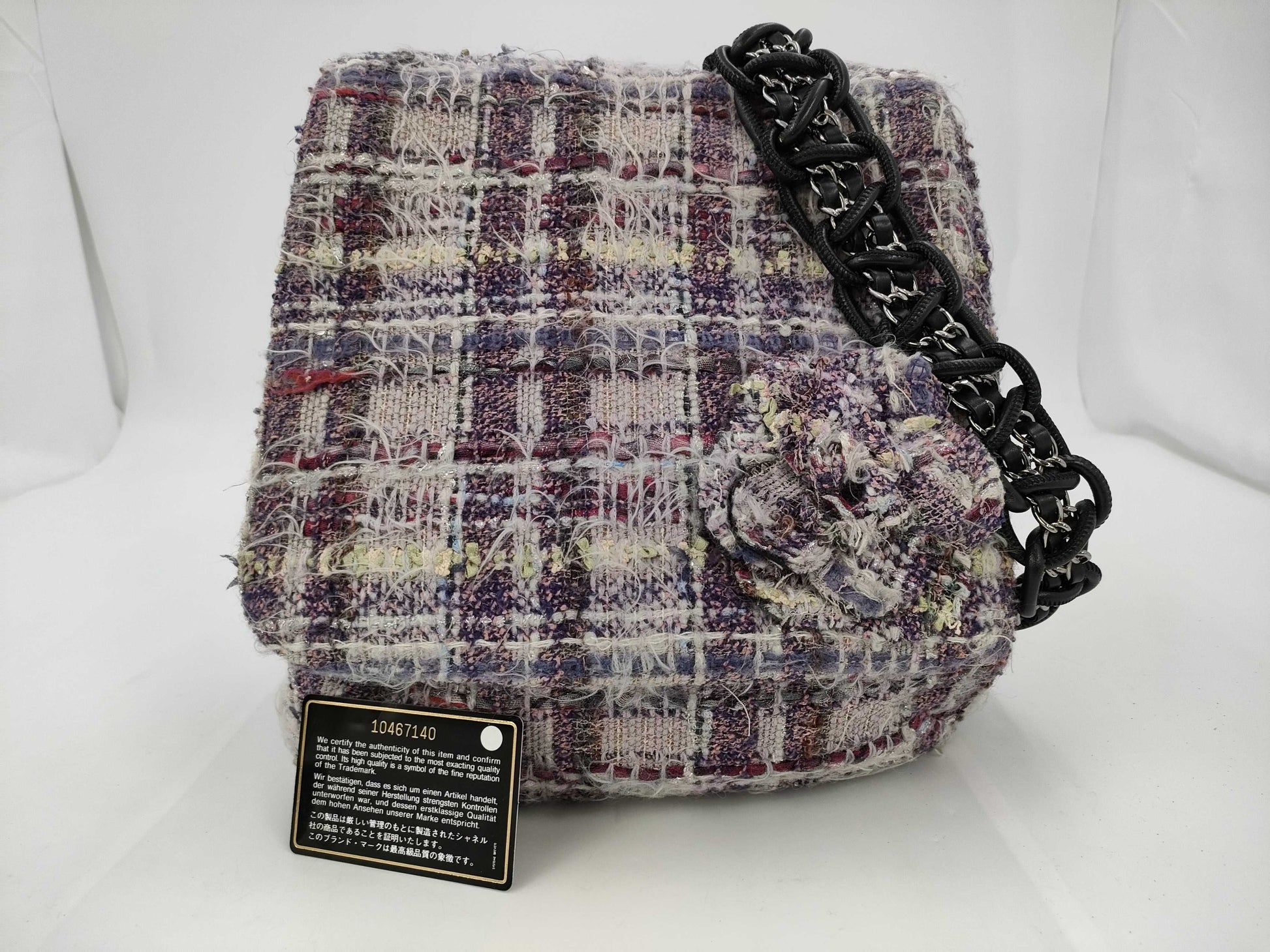CHANEL Tweed Camellia Shoulder Bag