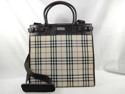 BURBERRY 2-Way Handbag Nova Check Beige Handbag