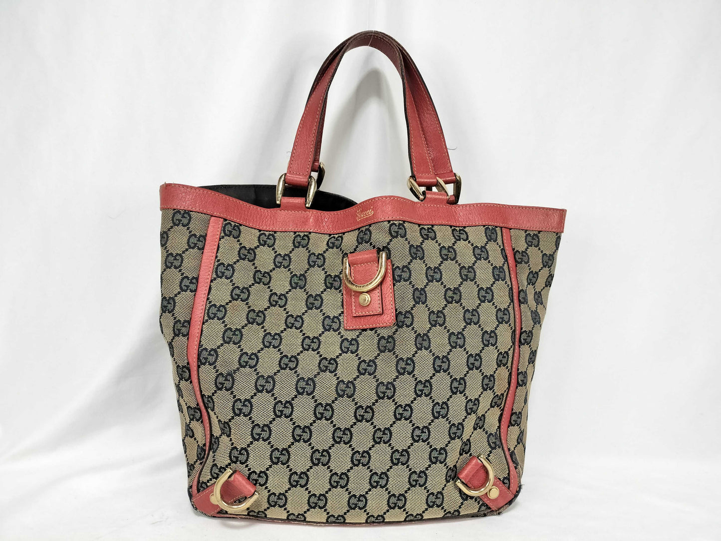 GUCCI GG Canvas Gucci 130739 Tote Bag Abbey Line GG Canvas Red Beige Tote Bag