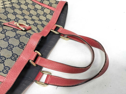 GUCCI GG Canvas Gucci 130739 Tote Bag Abbey Line GG Canvas Red Beige Tote Bag