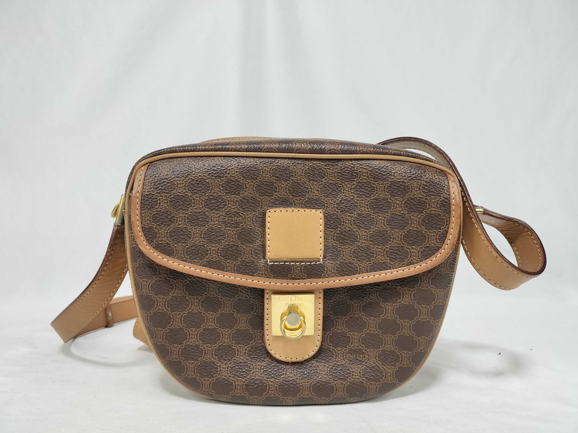 CELINE Celine M13 Shoulder Bag Macadam Brown Shoulder Bag