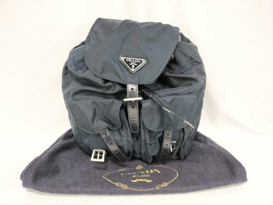 PRADA Nylon Prada Rucksack Small Backpack Nylon Triangle Plate Navy Dark Blue Rucksack