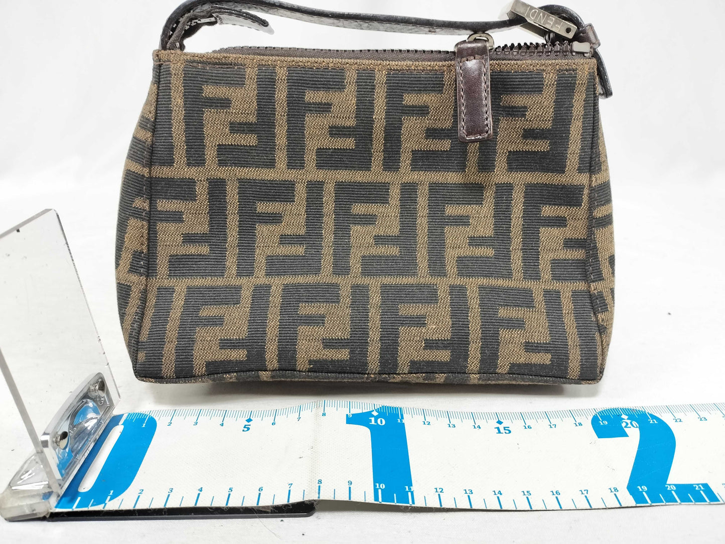 FENDI Zucka Fendi 2349-26580-002 Pouch Zucca Canvas Khaki Pouch