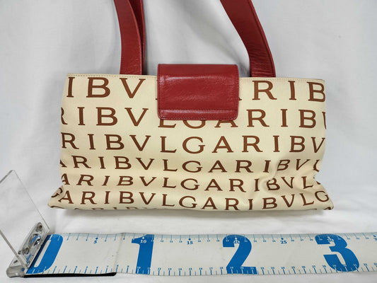 BVLGARI Logomania Bulgari Handbag Logomania Beige Red Handbag