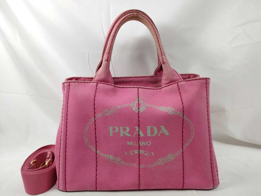 PRADA Kanapa 2WAY Bag Canvas Pink Handbag