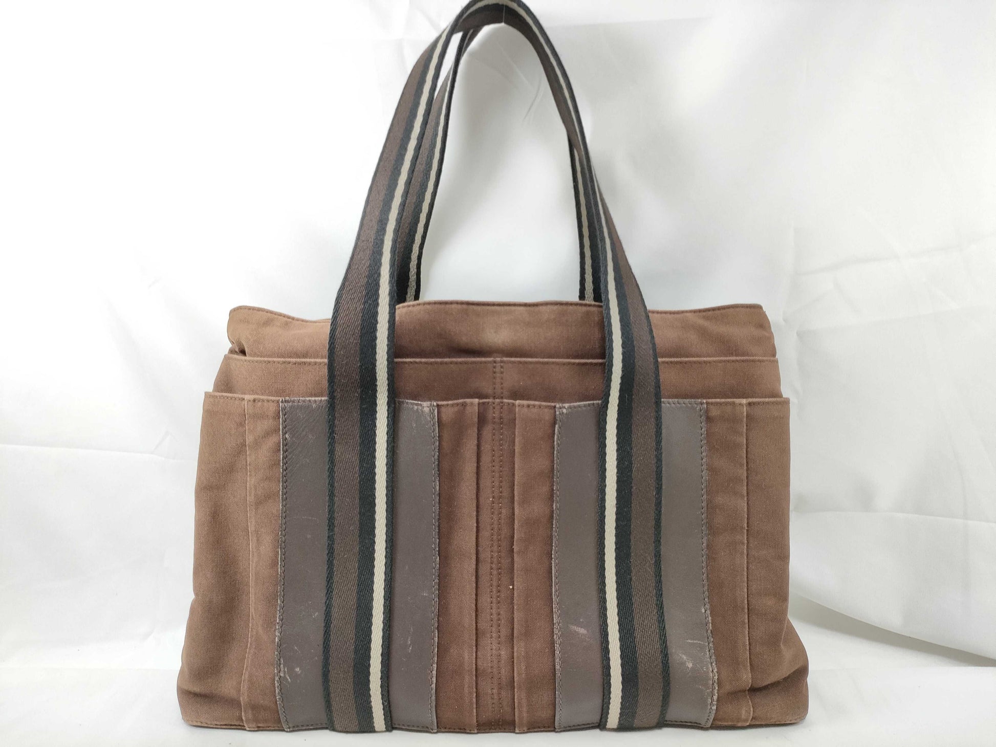 HERMES Troca Horizontal MM Tote Bag Canvas Brown Tote Bag