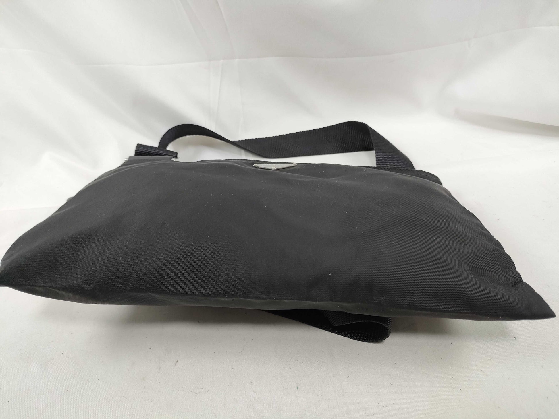 PRADA Shoulder Bag Triangle Plate Nylon Black Black Shoulder Bag