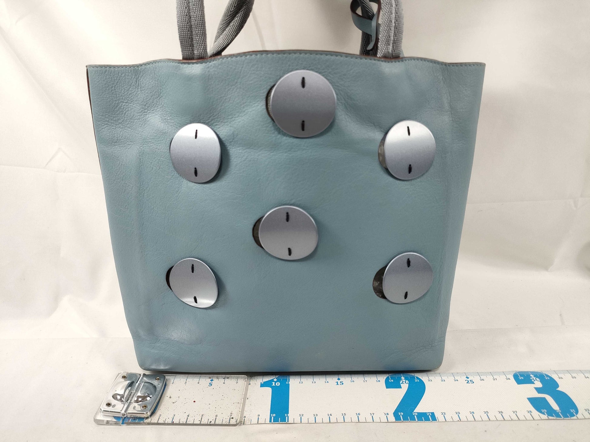 PRADA Tote Bag Leather Light Blue Tote Bag