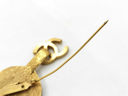 CHANEL 93A Brooch Heart Arrow Cocomark GP Gold Brooch
