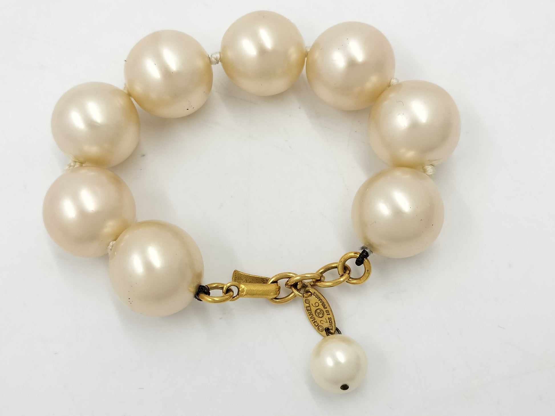 CHANEL Bracelet Faux Pearl GP White Bracelet Bangle