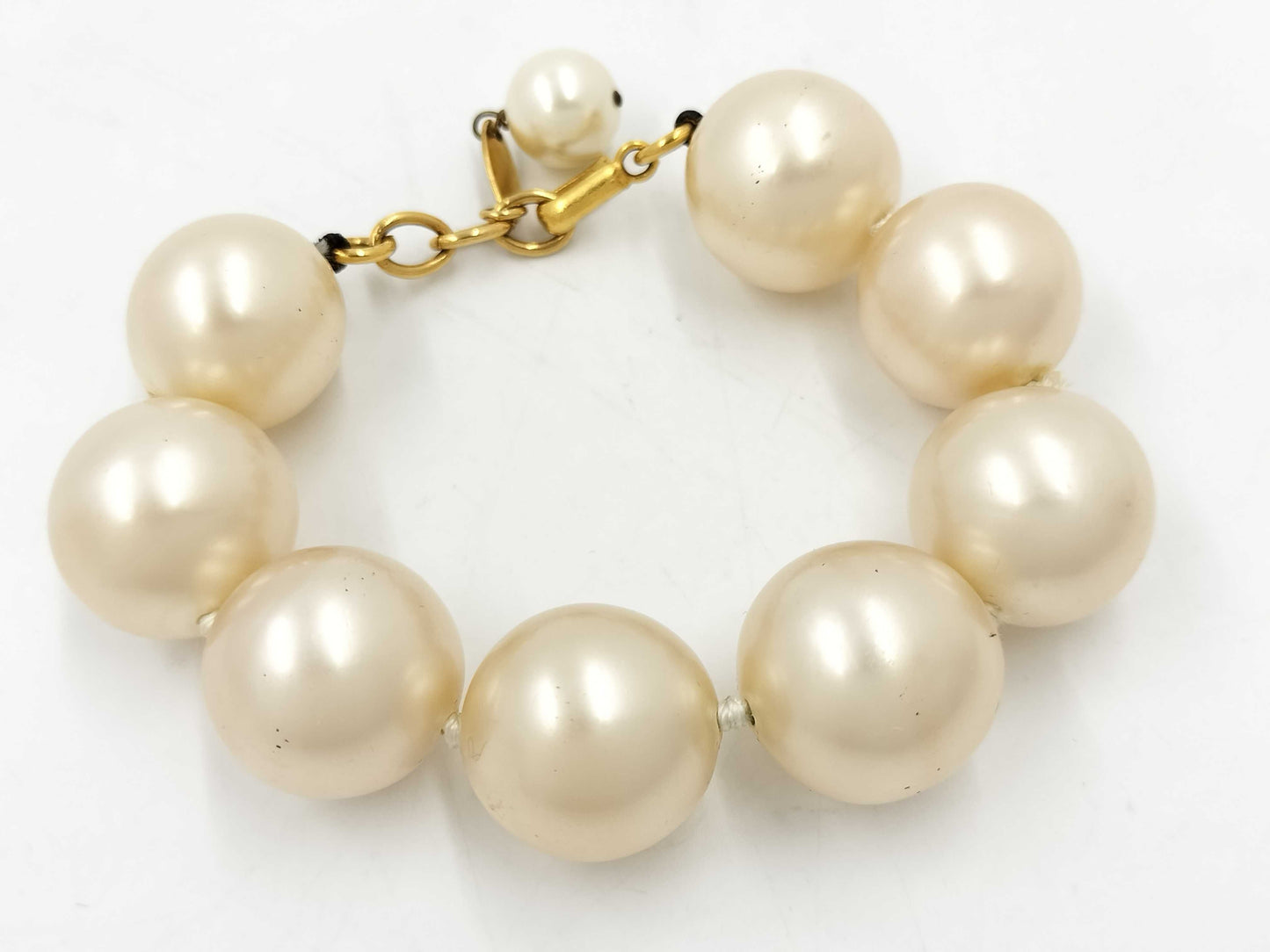 CHANEL Bracelet Faux Pearl GP White Bracelet Bangle