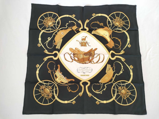 HERMES Carre Hermes Scarf Black/Gold Scarf