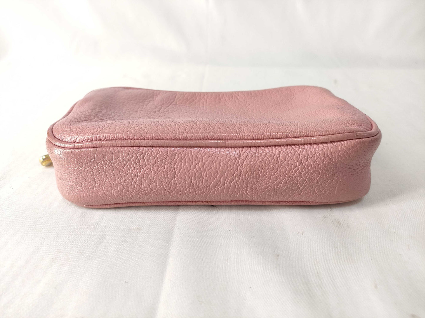 Miu Miu Miu Leather Accessory Pouch Pink Pouch