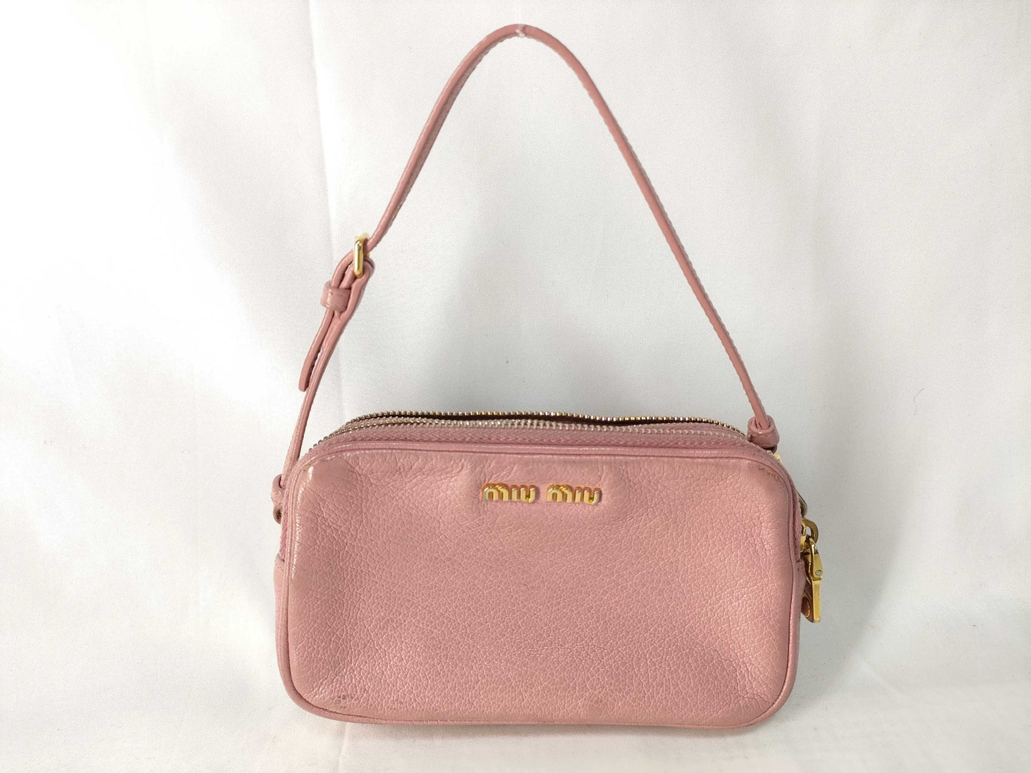 Miu Miu Miu Leather Accessory Pouch Pink Pouch