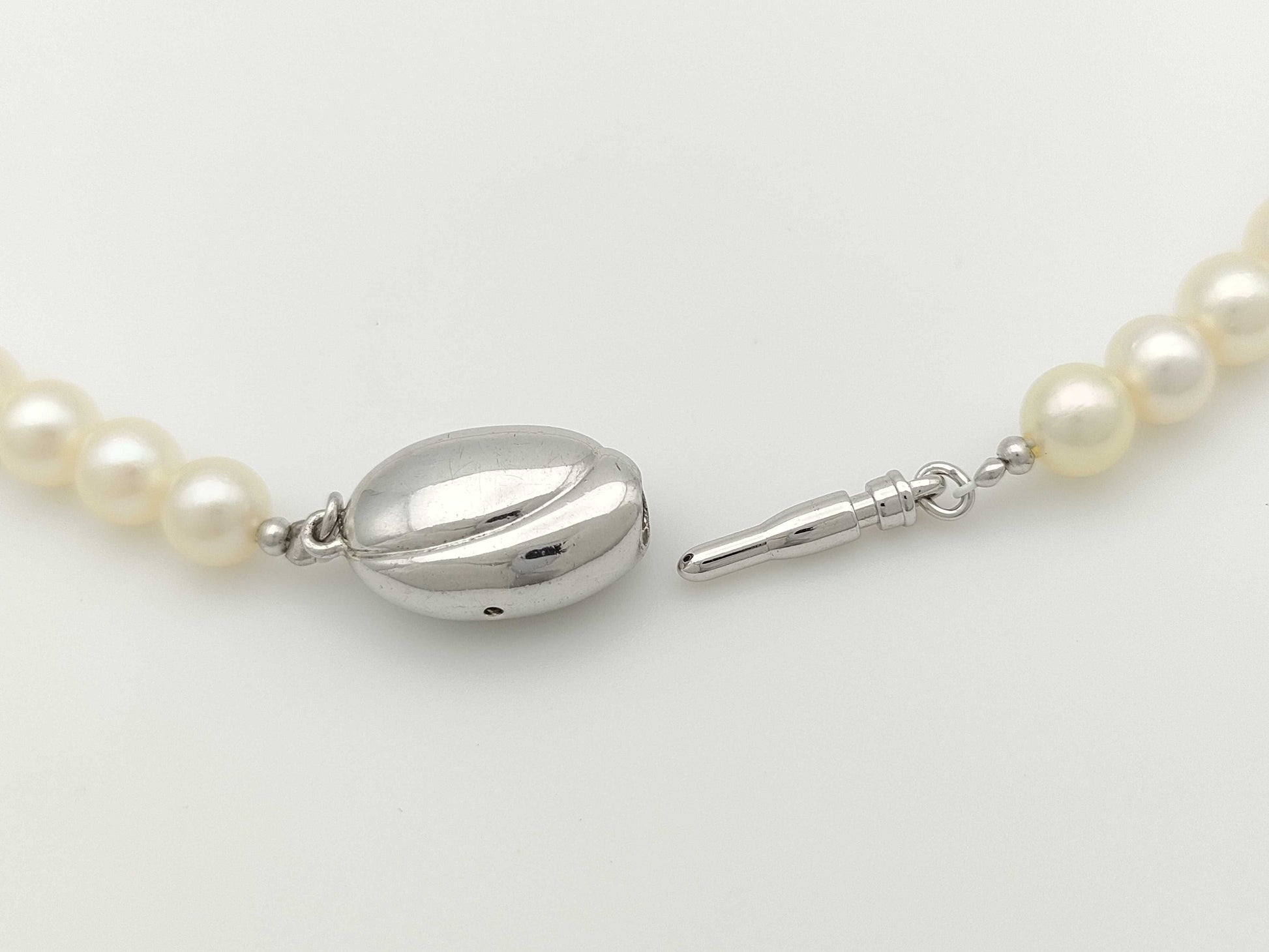 Long Akoya Semi Round Pearl Diameter Approx. 54-5.9mm SV 41.6g Necklace 